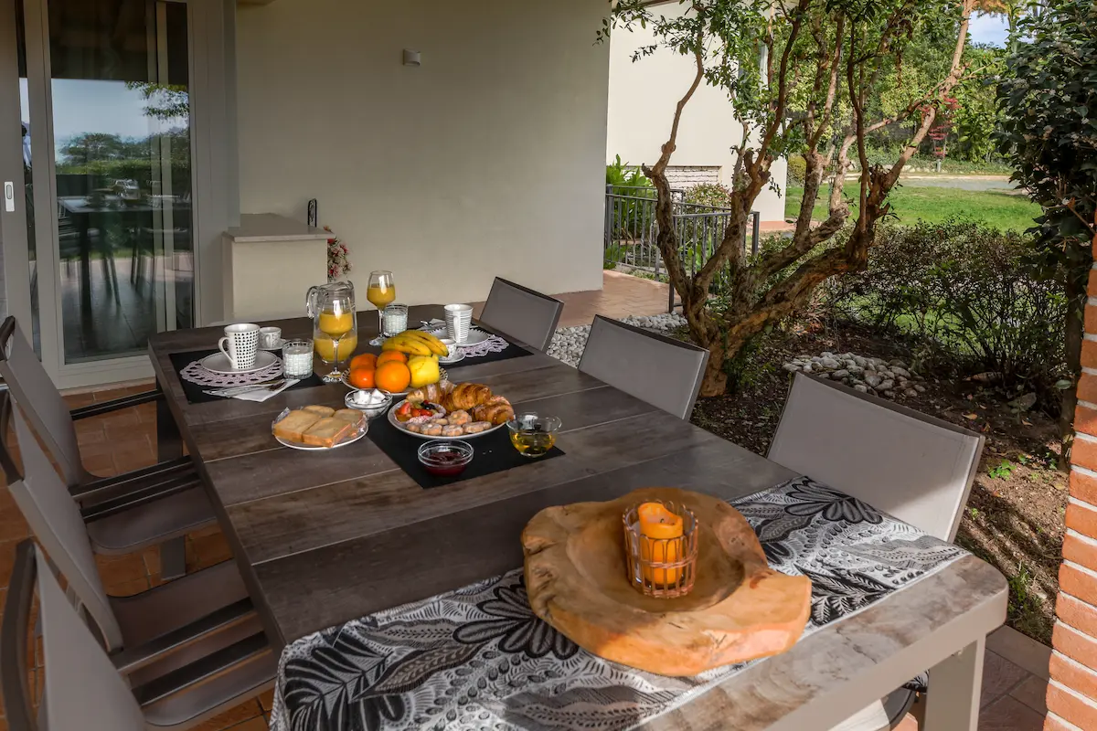 Shaded veranda at Villa Tullia